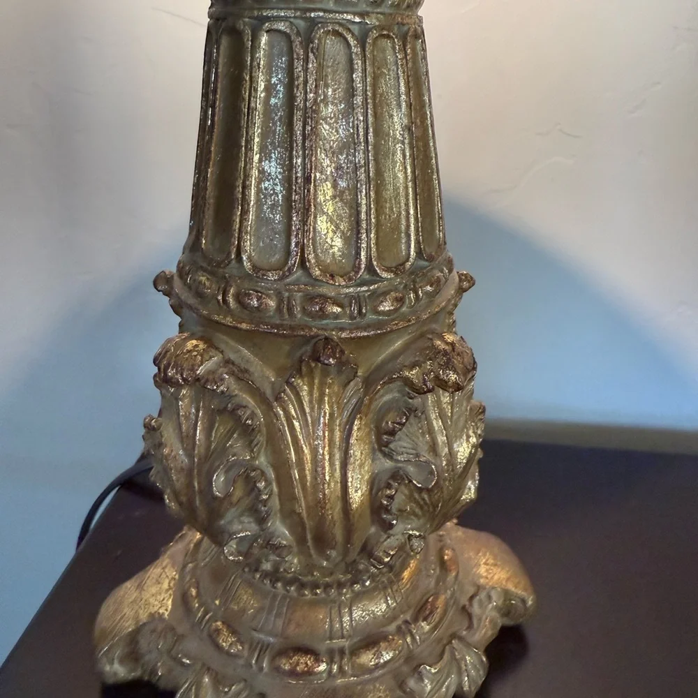 VTG Gold Resin Column Table Accent Lamp ~14”H China‎ Estate Hollywood Regency